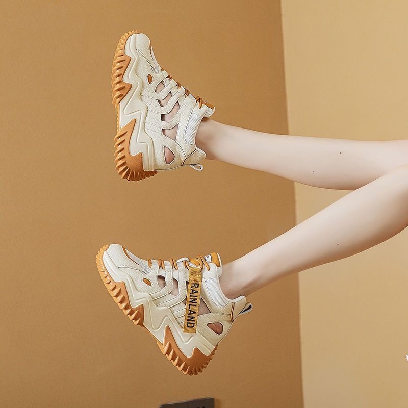 พร้อมส่ง🚚🍈รองเท้าส้นตึก รองเท้าผ้าใบผู้หญิง สูง6cm size 35-40💕รองเท้าแพลตฟอร์มแฟชั่นสตรี เบา นุ่ม ใส่สบาย