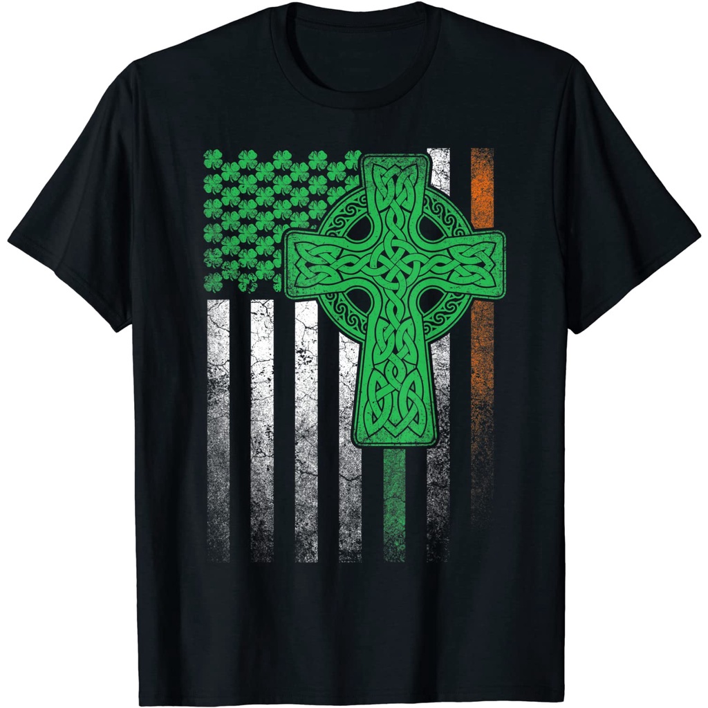 เสื้อยืดผู้ชาย Irish Flag Ireland Flag ST PATRICKS DAY Cross Cotton เสื้อยืดสําหรับผู้ชายและ Tee Shi