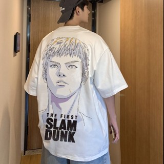 สีดำสีขาว เกม Slam Dunk Master Film Co เสื้อยืดแขนสั้น Rukawa Maple Sakurado ดอกไม้และต้นไม้ แฟชั่น ลายสกรีนคมชัด