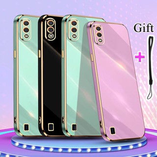 เคสโทรศัพท์มือถือซิลิโคน TPU แบบนิ่ม ชุบไฟฟ้า ขอบตรง สําหรับ Samsung Galaxy A01