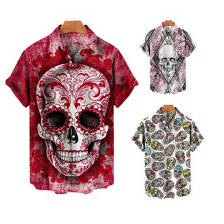 ใหม่ เสื้อเชิ้ต พิมพ์ลายริมทะเล สไตล์ฮาวาย แฟชั่นฤดูร้อน สําหรับผู้ชาย