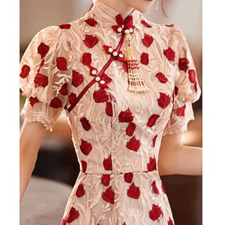 Qipao ใหม่ ชุดเดรสเจ้าสาว ทรงหางปลา เข้ารูป แฟชั่นฤดูร้อน สําหรับผู้หญิง 2023