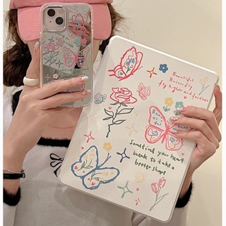 เคสหนังอะคริลิคแข็ง ลายผีเสื้อ Tuya สําหรับ IPad Mini6 IPad5 6 7 8 9 Air Air1 Air2 Air3 Air4 Air5 10.9 นิ้ว Pro10.5 Pro11 Pro12.9 2018 2020 2021 2022