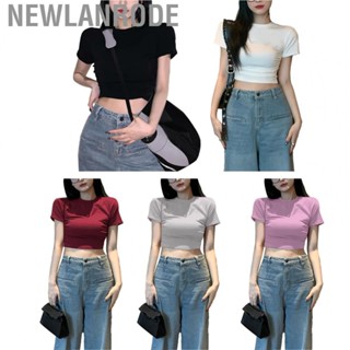 Newlanrode Women Short Sleeve Top  Tight Fitting Solid Color Cool Shirt for Summer