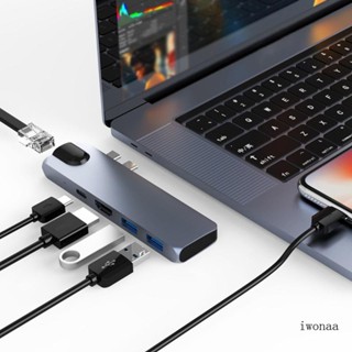 Iwo อะแดปเตอร์ฮับ Type C คู่ 5 in 1 USB3 0 เป็น USB-C 4KHDMI HDD