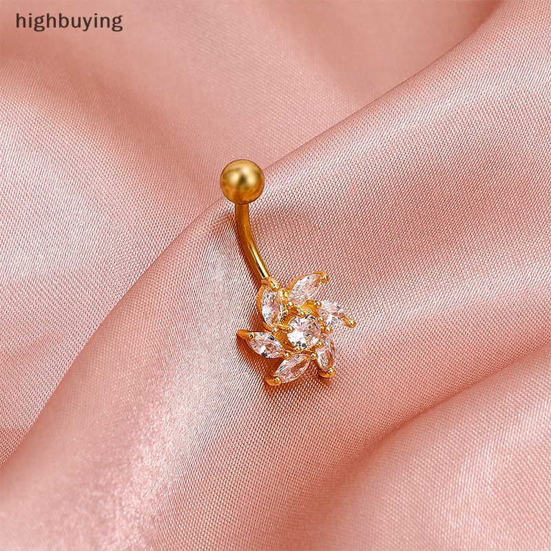 [highbuying] แฟชั่น คุณภาพสูง สะดือ หน้าท้อง ปุ่ม แหวน ท้อง ร่างกาย เครื่องประดับ ดอกไม้ ท้อง กระดุม เล็บ ใหม่ พร้อมส่ง