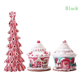 บ้านขนมหวาน ขนมปังขิง สีดํา สําหรับตกแต่งบ้าน ต้นคริสต์มาส