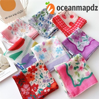 OCEANMAPDZ ผ้าพันคอ ริบบิ้น ทรงสี่เหลี่ยม สไตล์เกาหลี สําหรับผู้หญิง