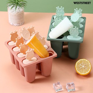 Weststreet แม่พิมพ์ไอศกรีม ไม่เหนียวเหนอะหนะ พร้อมฝาปิด ลายการ์ตูน 8 ช่อง DIY