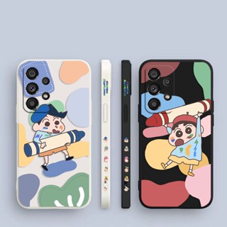 เคสโทรศัพท์มือถือ พิมพ์ลายการ์ตูนชินจัง มีลายด้านข้าง สําหรับ Samsung Galaxy A90 A80 A73 A72 A71 A70 A60 A54 A53 A52 A51 A50 A30 S A42 A40 A34 A33 A32 A32 A31 A30 A24 A23 5G