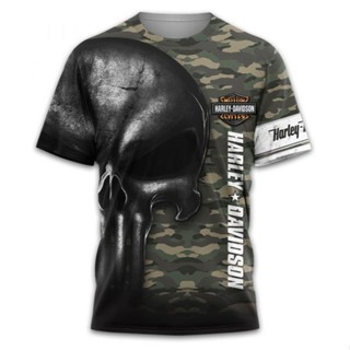 ใหม่ล่าสุด เสื้อเชิ้ตแขนสั้น ลาย harley davidson 2022