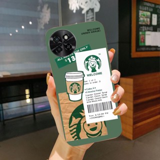 เคสโทรศัพท์มือถือ แบบนิ่ม ขอบสี่เหลี่ยม ลาย Starbucks สําหรับ ITEL S23