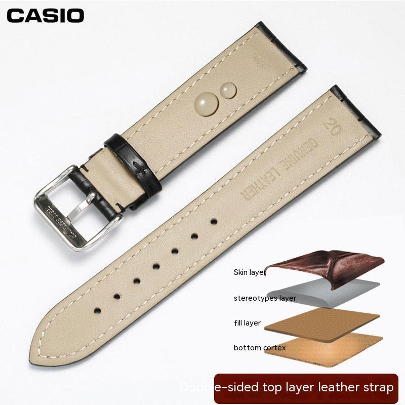 Casio CASIO สายนาฬิกาข้อมือหนังแท้ สําหรับ MTP1375 1183 1303 1370 1384