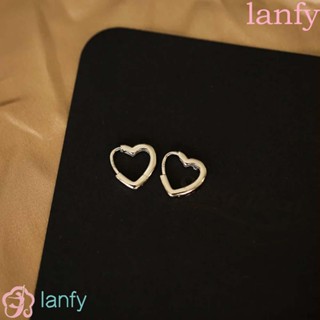 LANFY ต่างหูห่วง น่ารัก หวานแหวว หัวใจ หัวเข็มขัด เครื่องประดับแฟชั่น สําหรับผู้หญิง