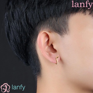 LANFY ต่างหูสตั๊ด ทรงเรขาคณิต สไตล์พังก์ สตรีท เครื่องประดับแฟชั่น สําหรับผู้ชาย