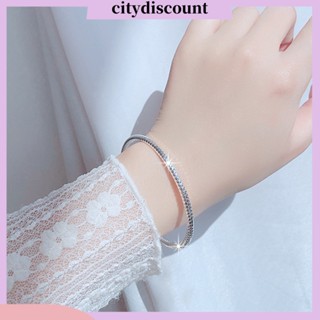 &lt;citydiscount&gt; กําไลข้อมือชุบไฟฟ้า ทรงเรขาคณิต ปรับขนาดได้ ป้องกันอาการแพ้ สว่าง แวววาว ทนต่อการซีดจาง เครื่องประดับ สําหรับผู้หญิง