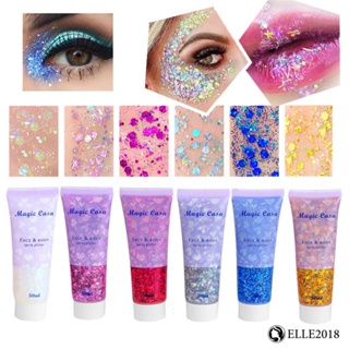 MAGIC CASA Mermaid&amp;#39;s Scales Sequins Face Body Lip Eye Shadow Gel Colorful Sequi 【elle20181_th】