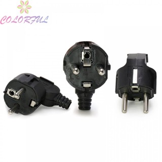 【COLORFUL】Plug With Strain Relief 250V 3PCS 4000W Black Durable Earthing Contact