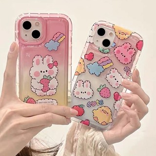 เคสโทรศัพท์มือถือแบบนิ่ม TPU ใส ลายกระต่าย สตรอเบอร์รี่น่ารัก สําหรับ Xiaomi Redmi Note 12 Pro Plus 11S 11 10S 10 9S 9 Poco X5 X4 X3 F5 Pro Mi 12T 11T 10T 12 13 Pro Lite