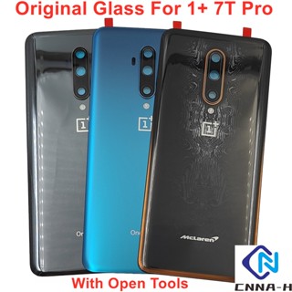 ของแท้ 100% ฝาครอบแบตเตอรี่ด้านหลัง แบบแข็ง พร้อมกาวติดเลนส์กล้อง สําหรับ OnePlus 7T Pro