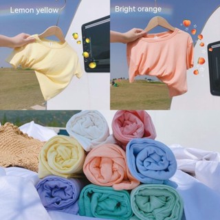 พร้อมส่ง เสื้อยืดแขนสั้น สีมาการอง แฟชั่นฤดูร้อน สําหรับเด็กผู้ชาย และเด็กผู้หญิง