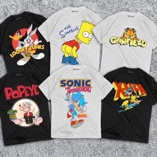 Flcls เสื้อยืด ลายการ์ตูนอนิเมะ tom and jerry looney tunes popeye garfield the simspson wolverine sonic marvel สไ S-5XL