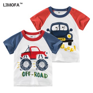 Ljmofa Kids เสื้อยืดลําลอง ผ้าฝ้าย แขนสั้น ระบายอากาศ ซับเหงื่อ แฟชั่นฤดูร้อน สําหรับเด็กผู้ชาย