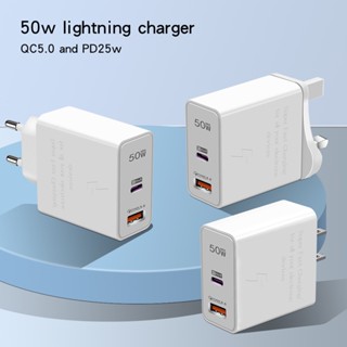 อะแดปเตอร์ชาร์จ USB 50W EU QC 5.0 USB PD 25W Type C สําหรับ Samsung