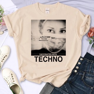 เสื้อยืด พิมพ์ลาย Techno 2000s สไตล์ญี่ปุ่น สตรีท เหมาะกับฤดูร้อน สําหรับผู้หญิง