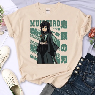 เสื้อยืด พิมพ์ลาย Demon Slayer Kimetsu No Yaiba แฟชั่นฤดูร้อน สไตล์ฮาราจูกุ สําหรับผู้หญิง 2000s