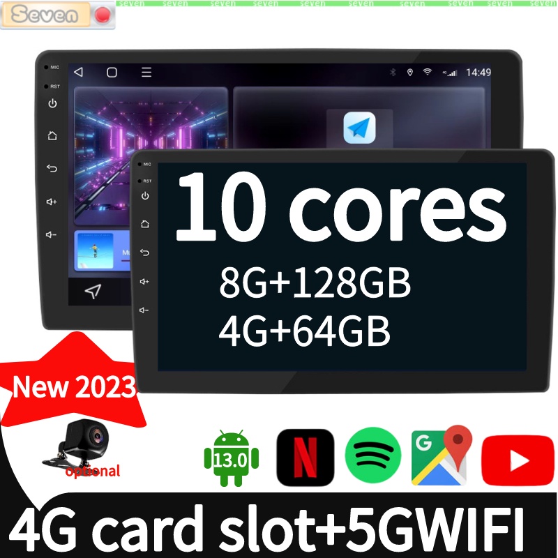 【10 Core】เครื่องเล่นมัลติมีเดีย 8G+128GB Android13.0 วิทยุรถยนต์ 9/10.1 นิ้ว 2 Din รองรับ CarPlay และ Android หน้าจอ IPS อัตโนมัติ พร้อมช่องใส่ซิมการ์ด ASP AM GPS WIFI BT