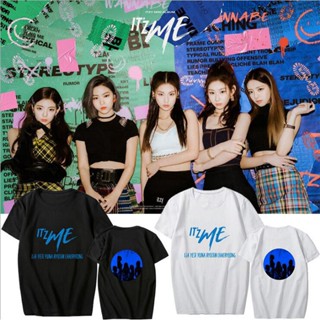 อ่อนนุ่ม 6 คอลูกเรือเสื้อยืดคอกลม◐۩✻Kpop ITZY unisex T-shirt ITz ME printing cal tee men and women short sleeve t shirt