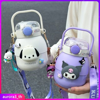 【ในการจัดส่ง】 316 กระติกน้ำร้อนเด็ก Sanrio Kuromi Water Cup หญิงมูลค่าสูงมูลค่าที่ตราไว้ Big Belly Cup Outdoor Double Drinking Straw Cup