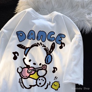 เสื้อยืดแขนสั้น ผ้าฝ้ายแท้ พิมพ์ลาย Sanrio Pacha Dog เข้ากับทุกการแต่งกาย สําหรับเด็กผู้หญิง