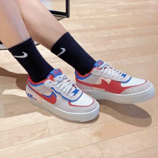 Nike AIR FORCE 1 SHADOW รองเท้าผ้าใบ สีมาการอง สีแดง สีฟ้า สําหรับผู้หญิง CU8591-100