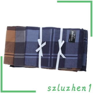 [Szluzhen1] ผ้าเช็ดหน้า ผ้าฝ้าย ลายสก๊อต สําหรับผู้ชาย 12 ชิ้น