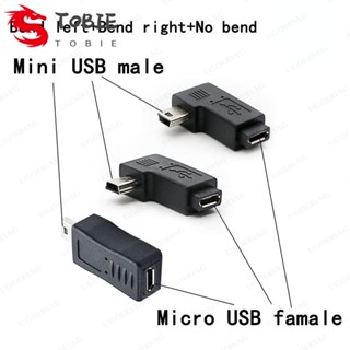 TOBIE อะแดปเตอร์แปลง Micro USB หัวงอเป็นหัวถ่ายโอนขวา Micro 5pin USB Micro USB เป็น Mini USB Mini 5pin Micro USB Converter