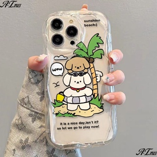 ✅เคสโทรศัพท์มือถือแบบนิ่ม ใส กันกระแทก ลายต้นมะพร้าว ลูกสุนัข สําหรับ Iphone 14 13promax 12 11 7 8p xs xr VF4J