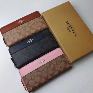 Accordion zip wallet 76873 กระเป๋าสตางค์ซิปยาวผู้หญิง COAC H การจับคู่แบบคลาสสิก จับคู่สี