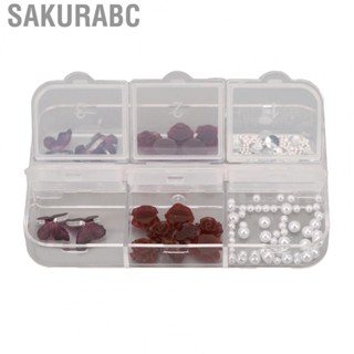 Sakurabc Dark Red Manicure  Resin Mixed Sizes Decorative Nail Artificial Butterfly Portable for Salon