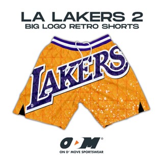 La Lakers 2 กางเกงขาสั้น ลายโลโก้ ขนาดใหญ่ สไตล์เรโทร