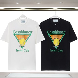 เสื้อยืดแขนสั้น พิมพ์ลายตัวอักษร Casablanca Tennis ทรงสามเหลี่ยม แฟชั่นฤดูใบไม้ผลิ และฤดูร้อน สําหรับผู้ชาย และผู้หญิง 2023