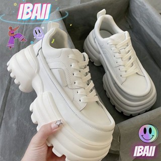 IBAII.  ใหม่ส้นหนาขนาดเล็กสีขาวรองเท้าลำลองกีฬารองเท้าพ่อผู้หญิง