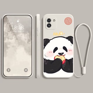 เคส samsung A03 ป้องกันกล้อง lucky happy panda นิ่ม ป้องกันการลื่นไถล เคสโทรศัพท์