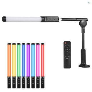 {fash} หลอดไฟ RGB แบบมือถือ พร้อมคลิปหนีบโต๊ะ และรีโมตคอนโทรล LED หรี่แสงได้ 3200K-5500K 9 สี แบตเตอรี่ในตัว สําหรับ Vlog Live