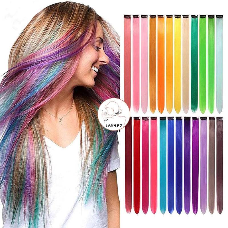 SUNLIGHT [มีให้เลือก 32 สีผม] แฮร์พีช ไฮไลท์ผม ขนาด 55CM - วิกผมยาวเกาหลี สวยเยี่ยมและทันสมัย - ผมปลอมแบบหนีบใช้งานง่าย เหมาะสำหรับผู้หญิงและเด็กเล็ก