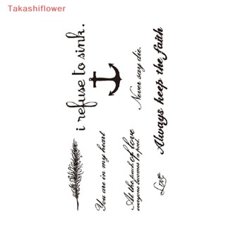 (Takashiflower) สติกเกอร์รอยสักชั่วคราว ลายตัวอักษร สีดํา กันน้ํา สําหรับติดตกแต่งร่างกาย