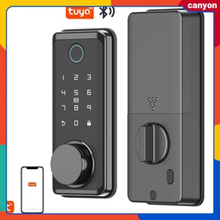 Tuya Bluetooth Smart Fingerprint Lock Digital Combination Password Smart Door Lock Keyless Entry หลายวิธีในการปลดล็อกแคนยอน