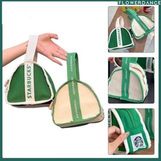 กระเป๋าถือสตาร์บัคส์แฟชั่นสบาย ๆ Bento Small Triangle Bag Brand New Starbucks Canvas Bags For Travel Shopping Handbag flower