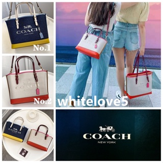 Mollie Tote 25 In Colorblock C4085 แท้ กระเป๋าสะพายข้าง COAC H กระเป๋าถือ ความจุสูง